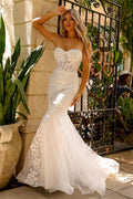 Wholesale Bridal Dress Sweetheart Beaded Mermaid Gown By LAASU081B - WHITE - Dress LAA