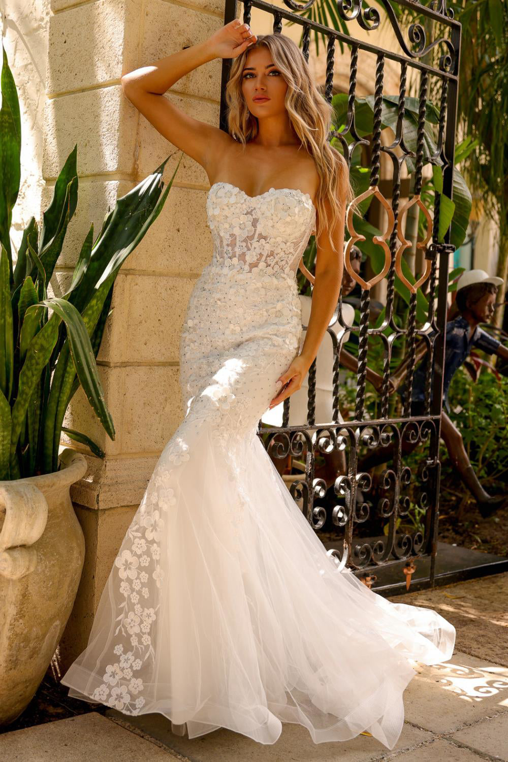 Wholesale Bridal Dress Sweetheart Beaded Mermaid Gown By LAASU081B - WHITE - Dress LAA