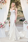 Elegant White Bridal Mermaid Gown with Lace-Up Back – LA Merchandise LAA3018B - WHITE - Dress LAA