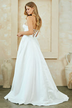 Wholesale Strapless Satin A-Line Gown Wedding Dress with Sweetheart Neckline & Pockets by LAA5080 - - Wedding Dress LAA