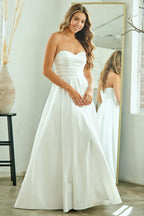 Wholesale Strapless Sweetheart A-Line Satin Bridal Gown By LAA5076 - WHITE - LAA