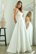 Wholesale Strapless Sweetheart A-Line Satin Bridal Gown By LAA5076 - - LAA