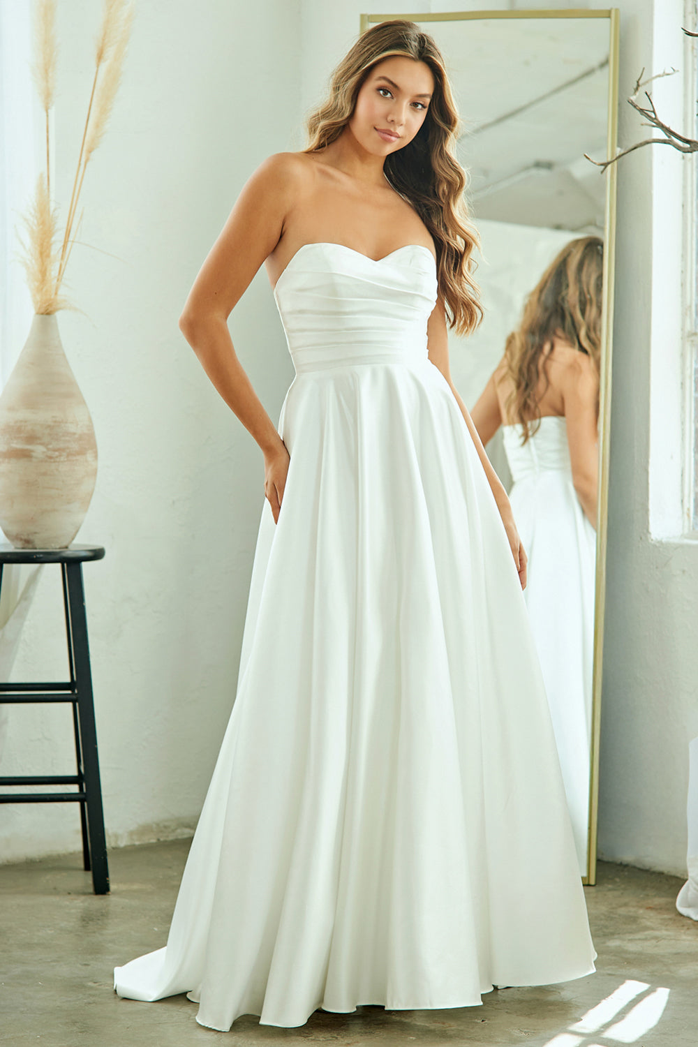 Wholesale Strapless Sweetheart A-Line Satin Bridal Gown By LAA5076 - - LAA