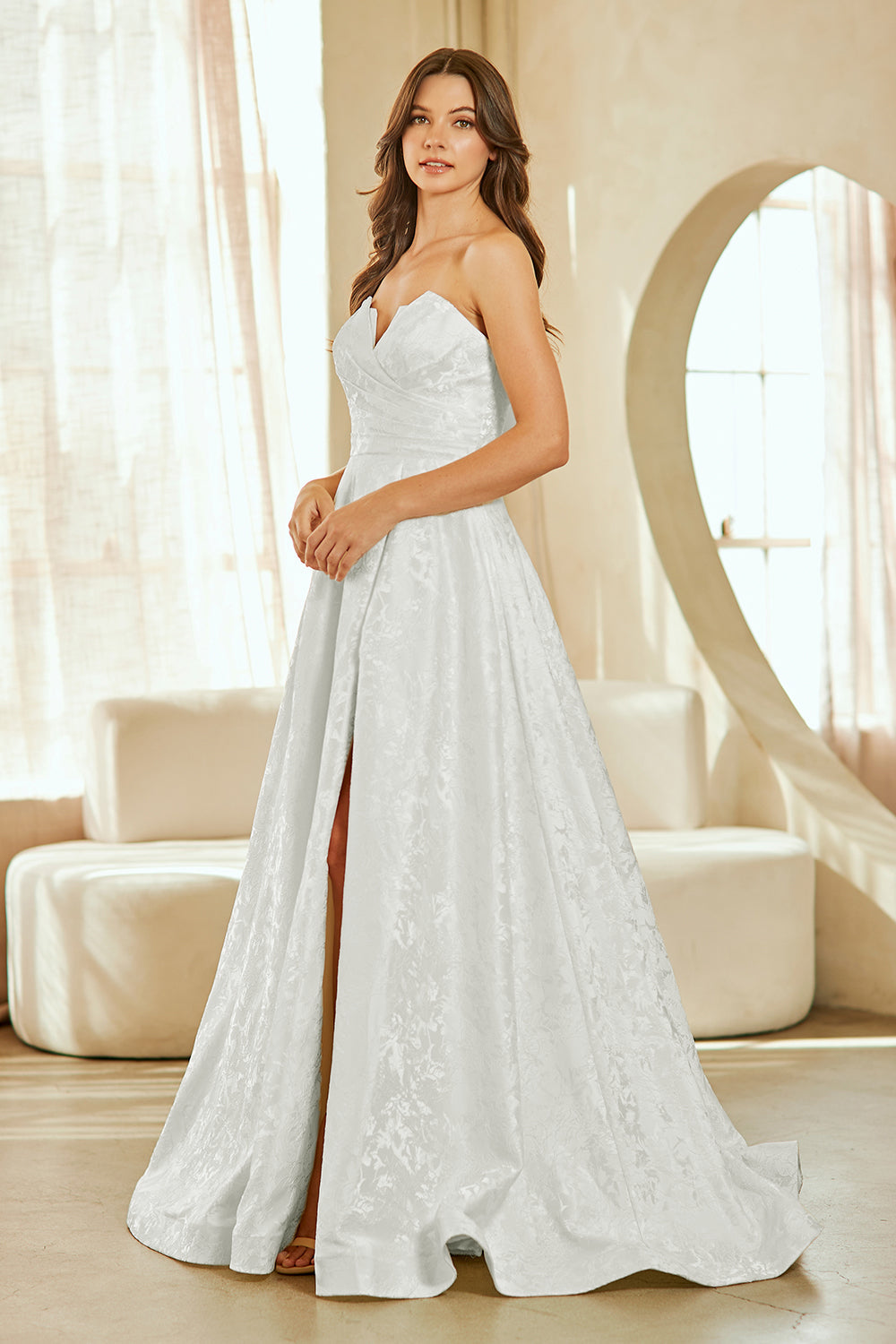 Wholesale Strapless Jacquard A-Line Wedding Dress with Corset Lace-Up Back by LAA8061 - - Dresses LAA