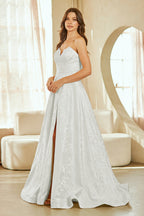 Wholesale Strapless Jacquard A-Line Wedding Dress with Corset Lace-Up Back by LAA8061 - - Dresses LAA