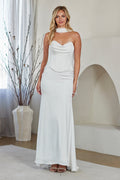 LAA6137 Wholesale Strapless Corset Wedding Dress Satin Sheath Bridal Gown with Lace-Up Back - WHITE - Wedding Dress LAA