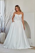 Wholesale Strapless Lace Corset Ball Gown Wedding Dress with Pockets Bridal Gown by LAA2089 - WHITE - Wedding Dress LAA