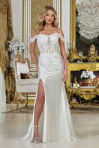 Wedding Dresses Long Corset Fitted Wedding Dress Off White