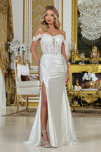 Wedding Dresses Long Corset Fitted Wedding Dress Off White