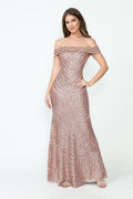 La Merchandise LAF5224 Sequined Off Shoulder Prom Wholesale Formal Gown - MAUVE - LAF