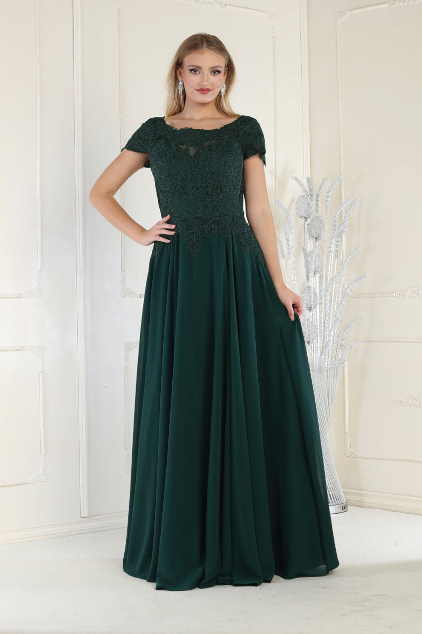 La Merchandise LA1763 Classic Short Sleeve Mother Of Bride Formal Gown - - LA Merchandise