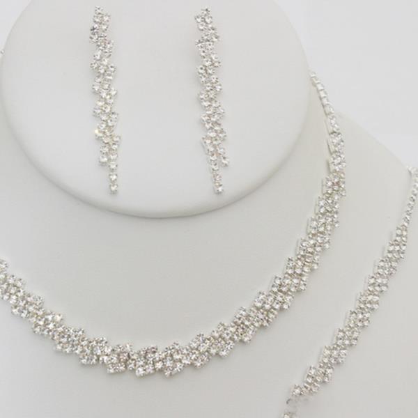 La Merchandise LAJS20665 Jewelry Set Necklace Bracelet Earrings - SILVER - LA Merchandise, Inc.