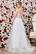 Wedding Dresses Long Bridal Gown Beaded A Line Wedding Dress Off White