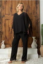 Two-Piece Formal Cold Shoulder Cape Pant Set By LA Merchandise LAV3463 - - Pant Suit LAV