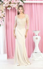 La Merchandise LA1811 3/4 Long Sleeve Mother Of The Bride Formal Dress - CHAMPAGNE - LA Merchandise