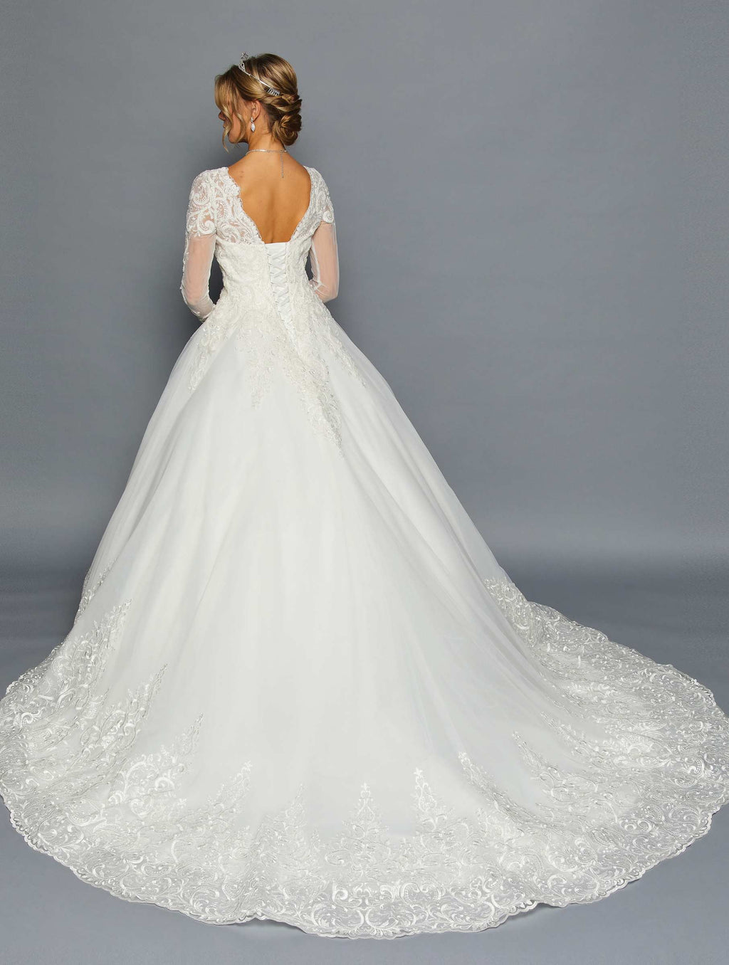 Wholesale Long‑Sleeve Bridal Ball Gown Wedding Dress By LADK457 - - Dresses LADK