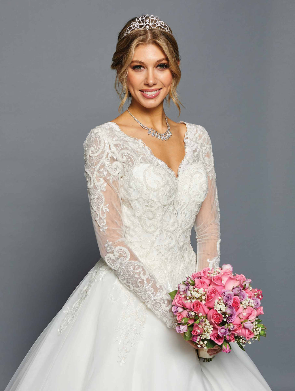Wholesale Long‑Sleeve Bridal Ball Gown Wedding Dress By LADK457 - - Dresses LADK