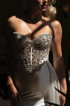 LAF8511 Ivory Wholesale Beaded Bridal Gown with Crystal Corset Bodice Sweetheart Wedding Dress - - Wedding Dress LAF