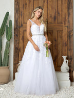 Wholesale Sleeveless Embroidered A-Line Bridal Dress By LAV5232B - - Dress LAV