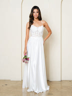 Off White Lace Corset A-Line Wedding Dress By LA Merchandise LAV5289 - - Wedding Dresses LAV