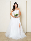 Off White Glitter Tulle Ball Gown Wedding Dress By LA Merchandise LAV5295 - Off White - Wedding Dresses LAV