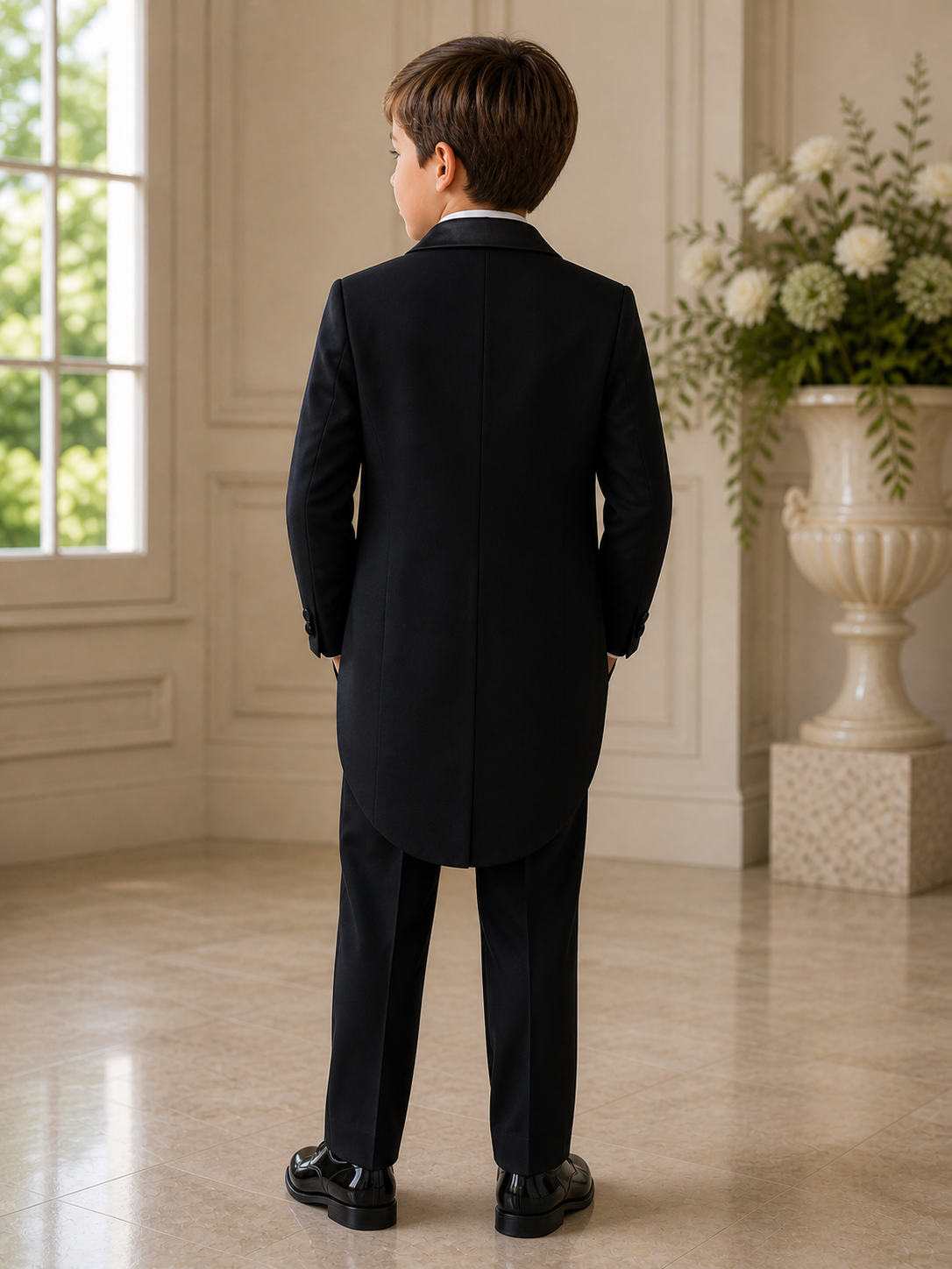 Boys Formal Tailcoat Tuxedo Set with Satin Trim By La Merchandise SS8209 - - Boys suits LA MERCHANDISES