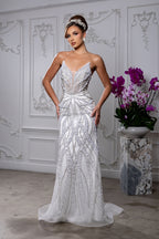 White LA8266 Wholesale Beaded Pearl Strapless Sweetheart Wedding Dress with Corset Back & Train - WHITE - Wedding Dress LA Merchandise