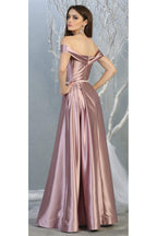 La Merchandise LA1781 A-line Off the Shoulder Metallic Evening Gown - - LA Merchandise