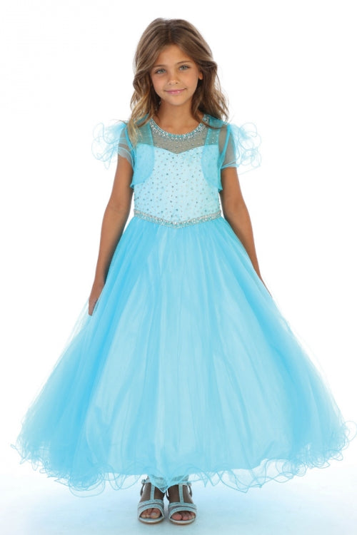 Beautiful Little Girls Tulle Pageant Dresses - LAG5278 - AQUA - LAG