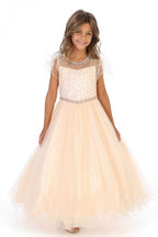 Beautiful Little Girls Tulle Pageant Dresses - LAG5278 - CHAMPAGNE - LAG