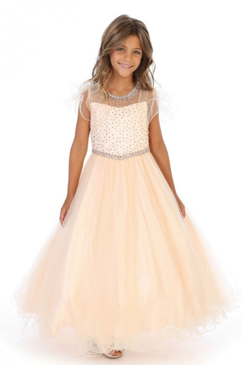 Beautiful Little Girls Tulle Pageant Dresses - LAG5278 - CHAMPAGNE - LAG