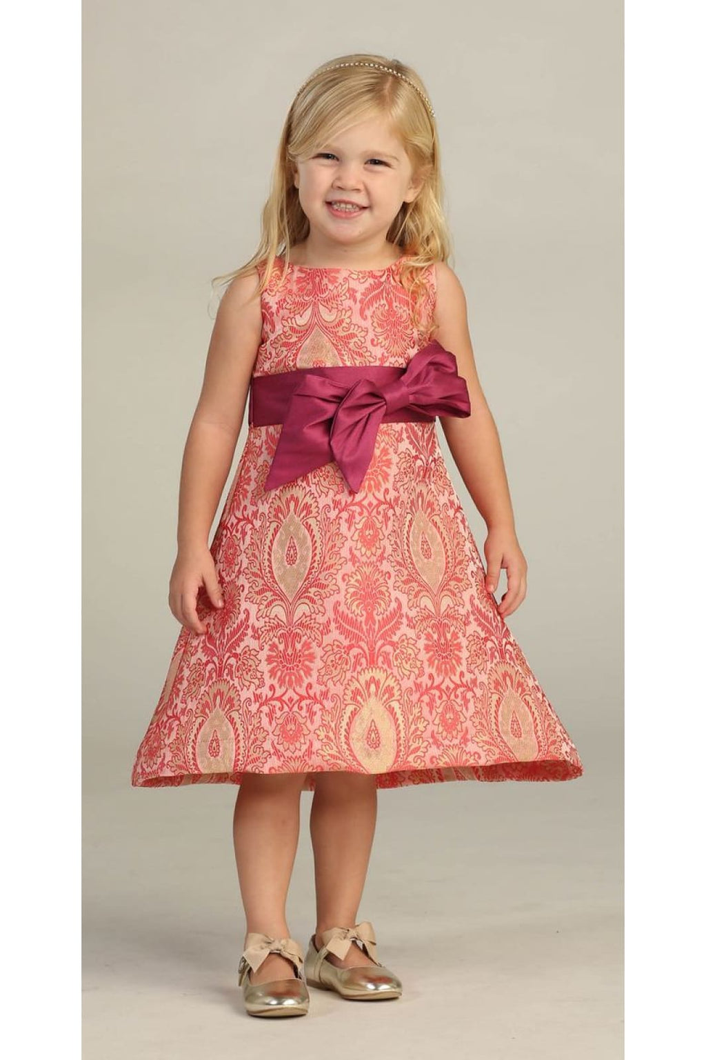 A adorable sleeveless brocade baby dress- DR3011 - - LA Merchandise