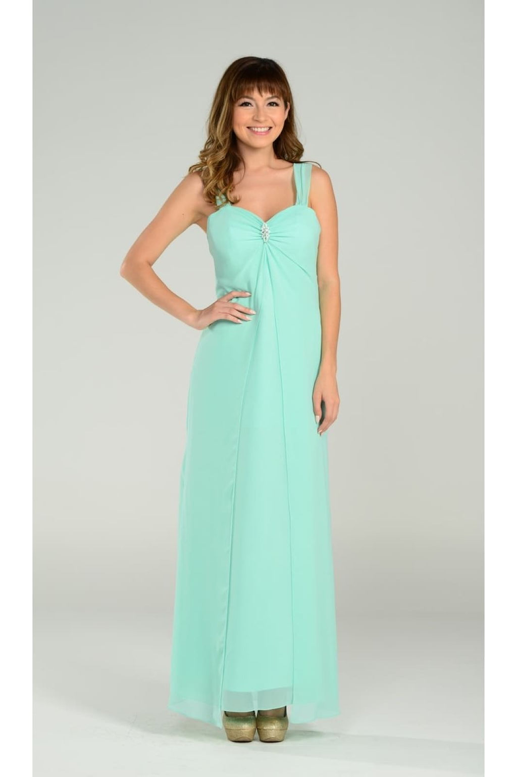 A simple chiffon bridesmaid dress- LAY7000 - MINT - LA Merchandise