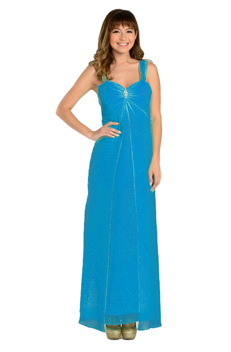 A simple chiffon bridesmaid dress- LAY7000 - OCEAN BLUE - LA Merchandise
