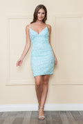 La Merchandise LAY8950 Wholesale Short Fitted Sequin Hoco Party Dress - AQUA - LAY