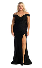 La Merchandise LA1855 Off the Shoulder Bodycon Stretchy Prom Dress - BLACK - LA Merchandise