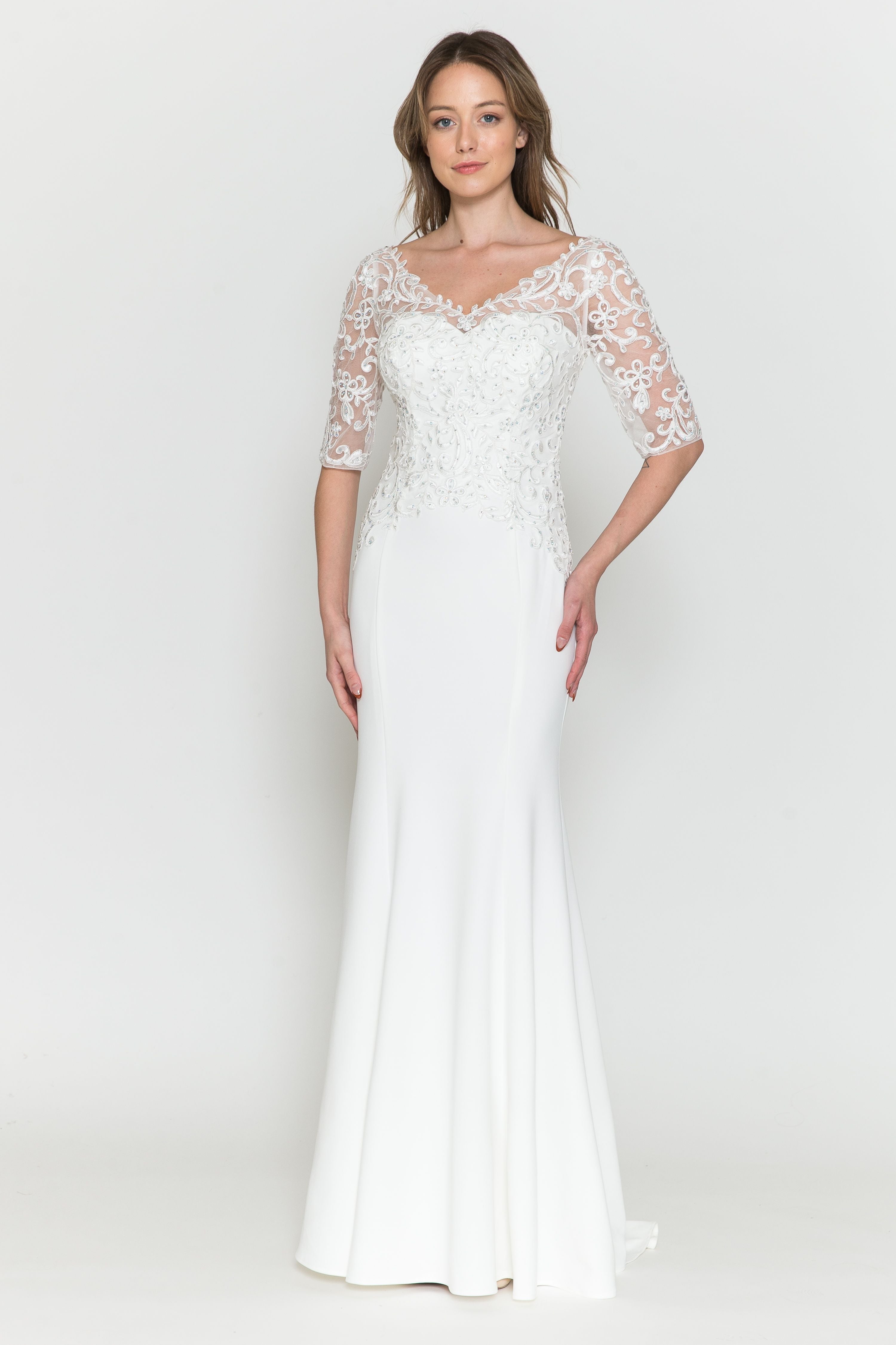 Bridal Gown 3/4 sleeve - LAP8560B - - LA Merchandise