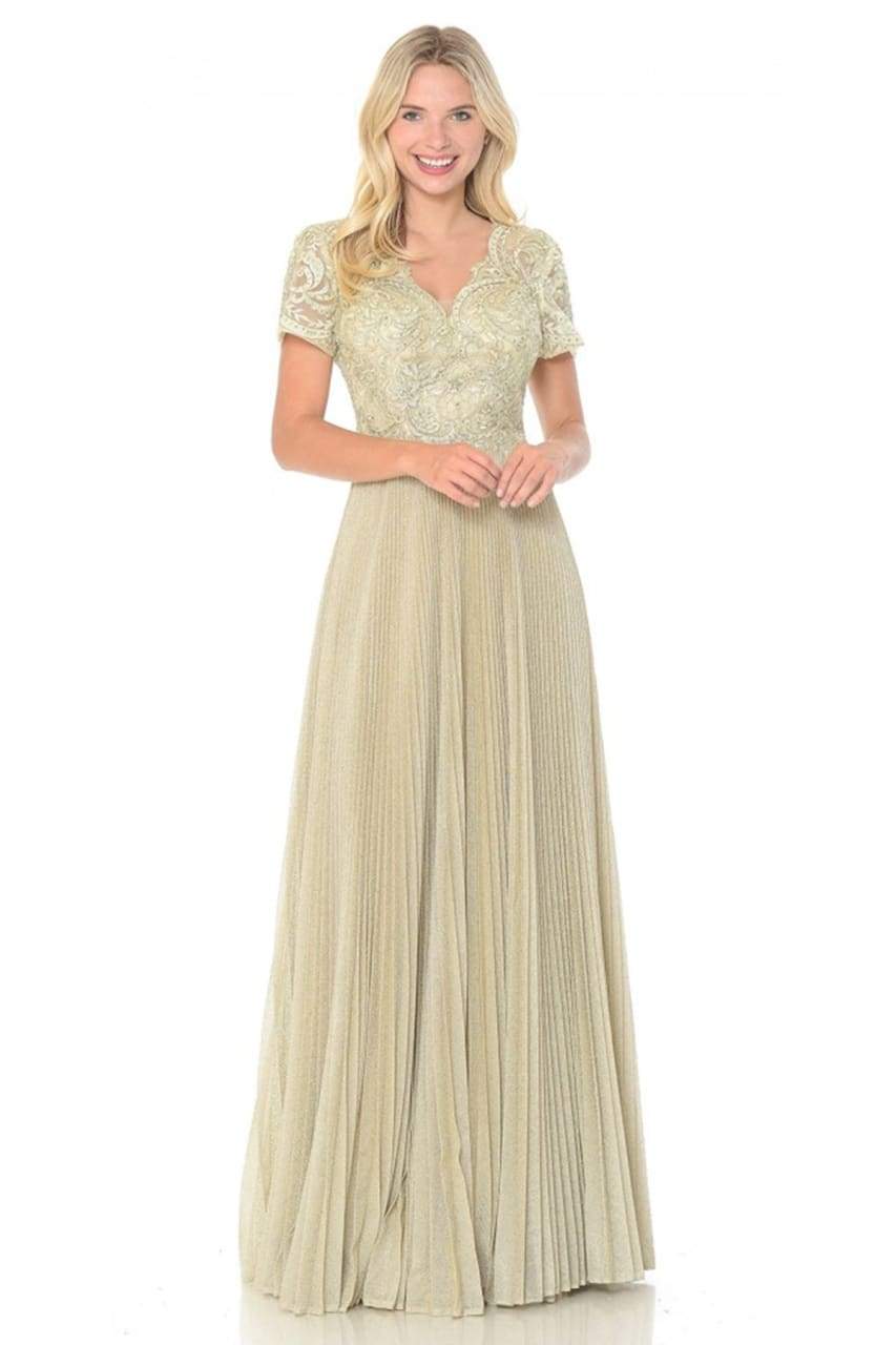 La Merchandise LAF8139 Pleated Mother Of Bride Formal Wholesale Gown - CHAMPAGNE GOLD - LAF