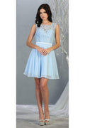 La Merchandise LA1814 Classy Short Lace & Chiffon Bridesmaids Dresses - BABY BLUE - LA Merchandise