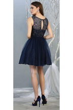 La Merchandise LA1803 Sleeveless A-Line Short Mesh Homecoming Dress - - LA Merchandise