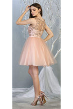 La Merchandise LA1803 Sleeveless A-Line Short Mesh Homecoming Dress - - LA Merchandise