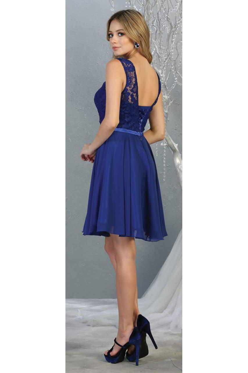 La Merchandise LA1814 Classy Short Lace & Chiffon Bridesmaids Dresses - - LA Merchandise