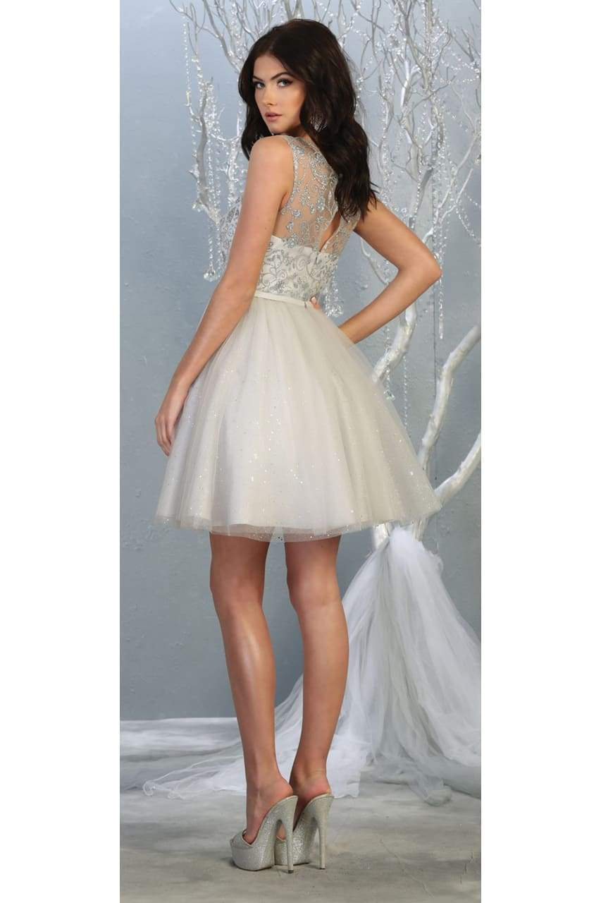 La Merchandise LA1803 Sleeveless A-Line Short Mesh Homecoming Dress - - LA Merchandise