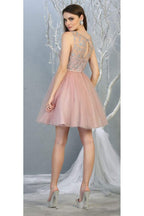 La Merchandise LA1803 Sleeveless A-Line Short Mesh Homecoming Dress - - LA Merchandise