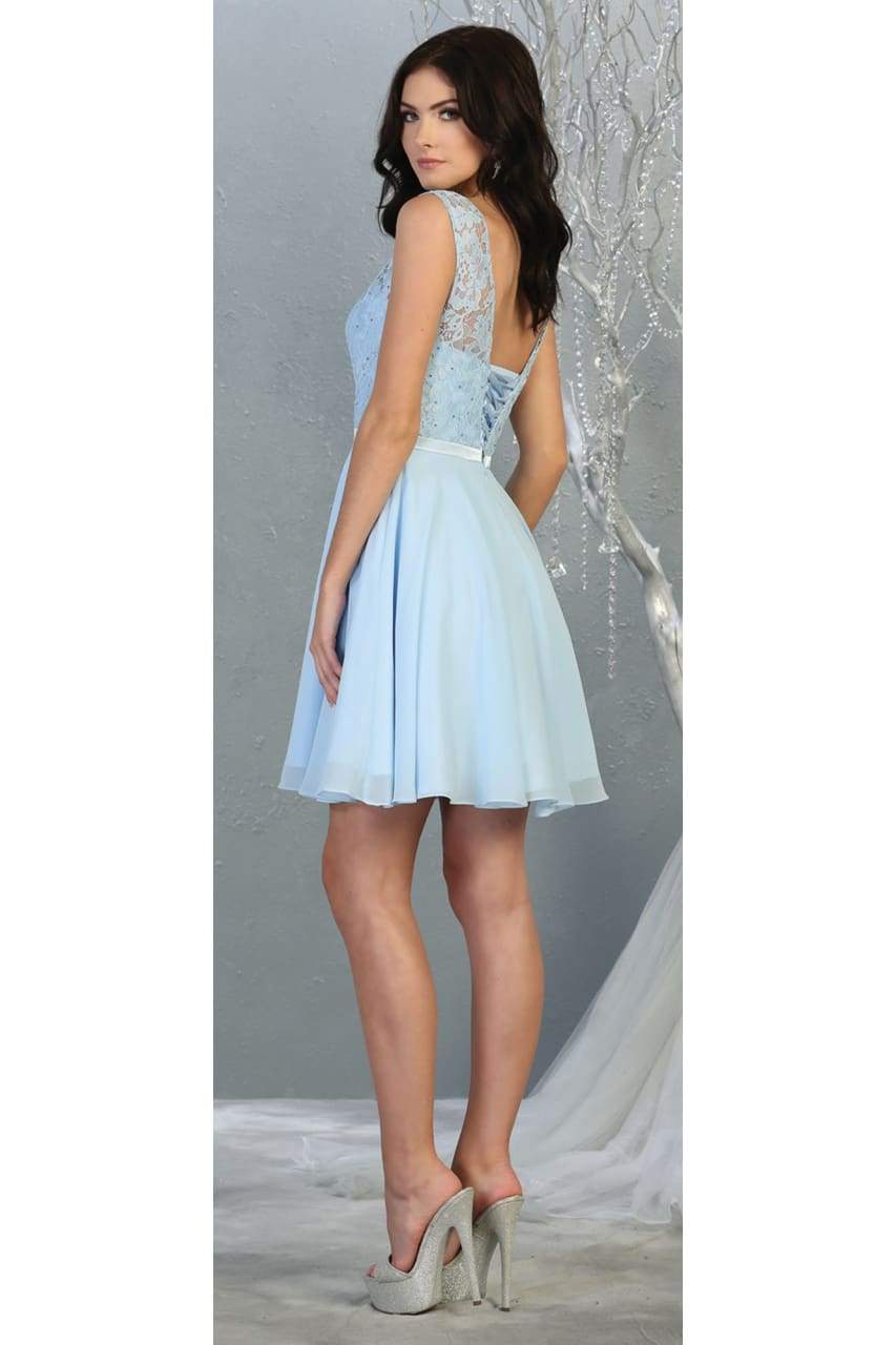 La Merchandise LA1814 Classy Short Lace & Chiffon Bridesmaids Dresses - - LA Merchandise