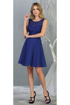 La Merchandise LA1814 Classy Short Lace & Chiffon Bridesmaids Dresses - ROYAL BLUE - LA Merchandise