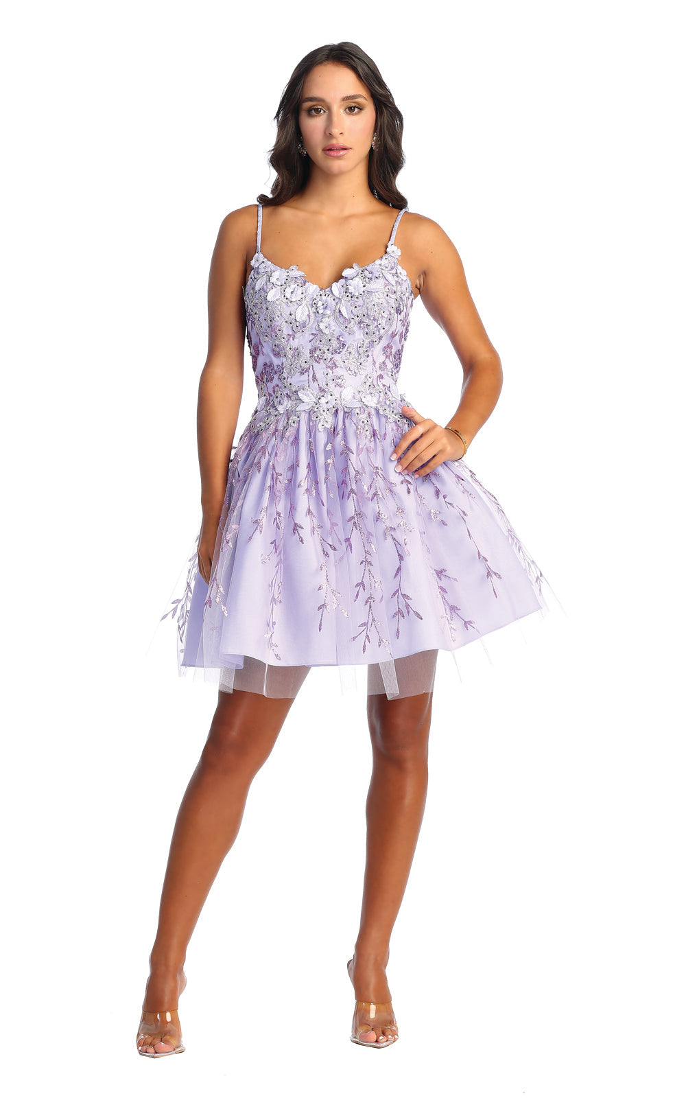 Cocktail Embroidered Dress - LA1891 - LILAC - LA Merchandise