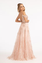 La Merchandise LAS3070 Cold Shoulder Mesh A-line Formal MOB Gown - - Dresses LAS