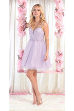 La Merchandise LA1888 Cute Fit & Flare Short Homecoming Party Dress - LILAC - LA Merchandise