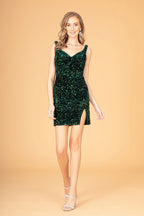 La Merchandise LASGS3085 Sexy Fitted Short Sequin Homecoming Dress - GREEN - LAS